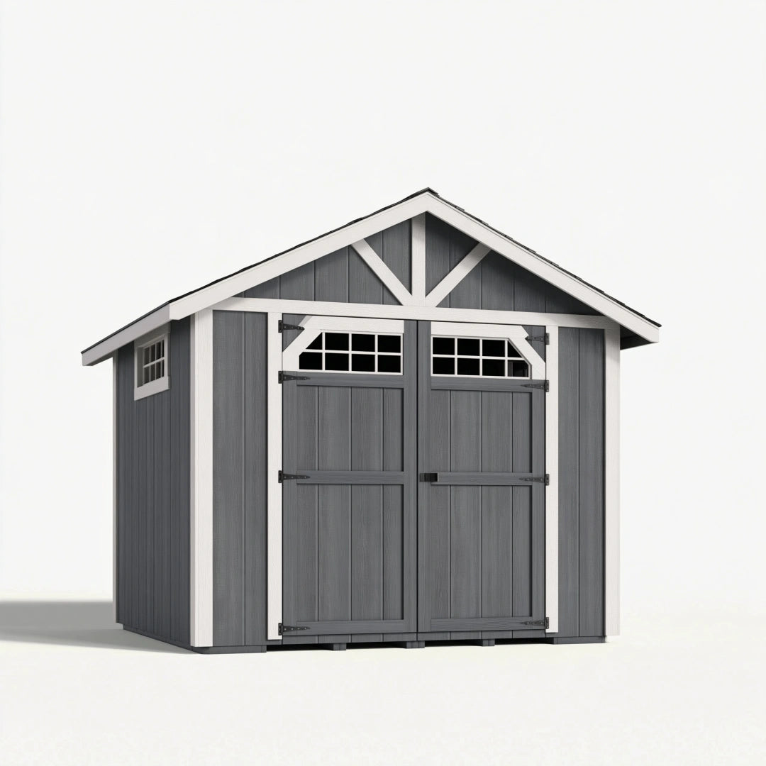 Gartenhaus 240 x 180 x 220 cm aus Holz in Grau Weiß mit Doppeltür