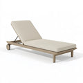 Gartenliege 200 x 70 cm aus Holz in Beige mit verstellbarer Rückenlehne und Rollen