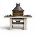 Gartengrill 150 x 70 x 210 cm aus Beton und Stahl Schwarz Grau mit Kamin für den Außenbereich