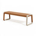 Gartenbank 120 x 40 x 45 cm Holz Metall Naturbraun Creme Modern