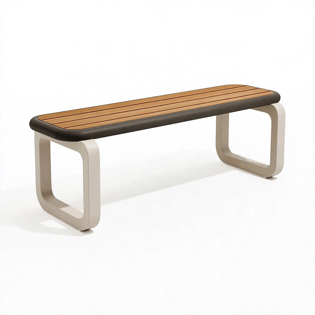 Gartenbank 120 x 40 x 45 cm Holz Metall Braun Schwarz Beige Modern